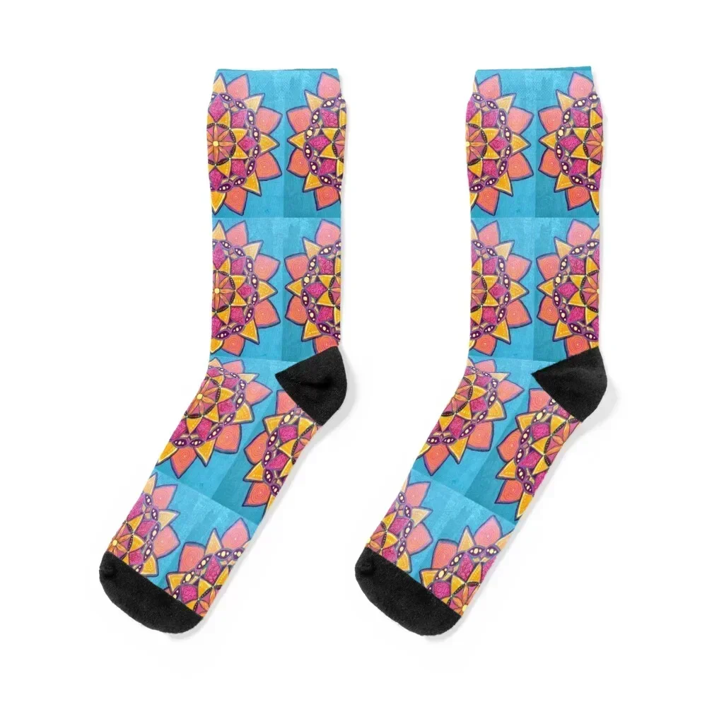 Floral Sunburst Socks Crossfit snow tennis Socks For Men Women's