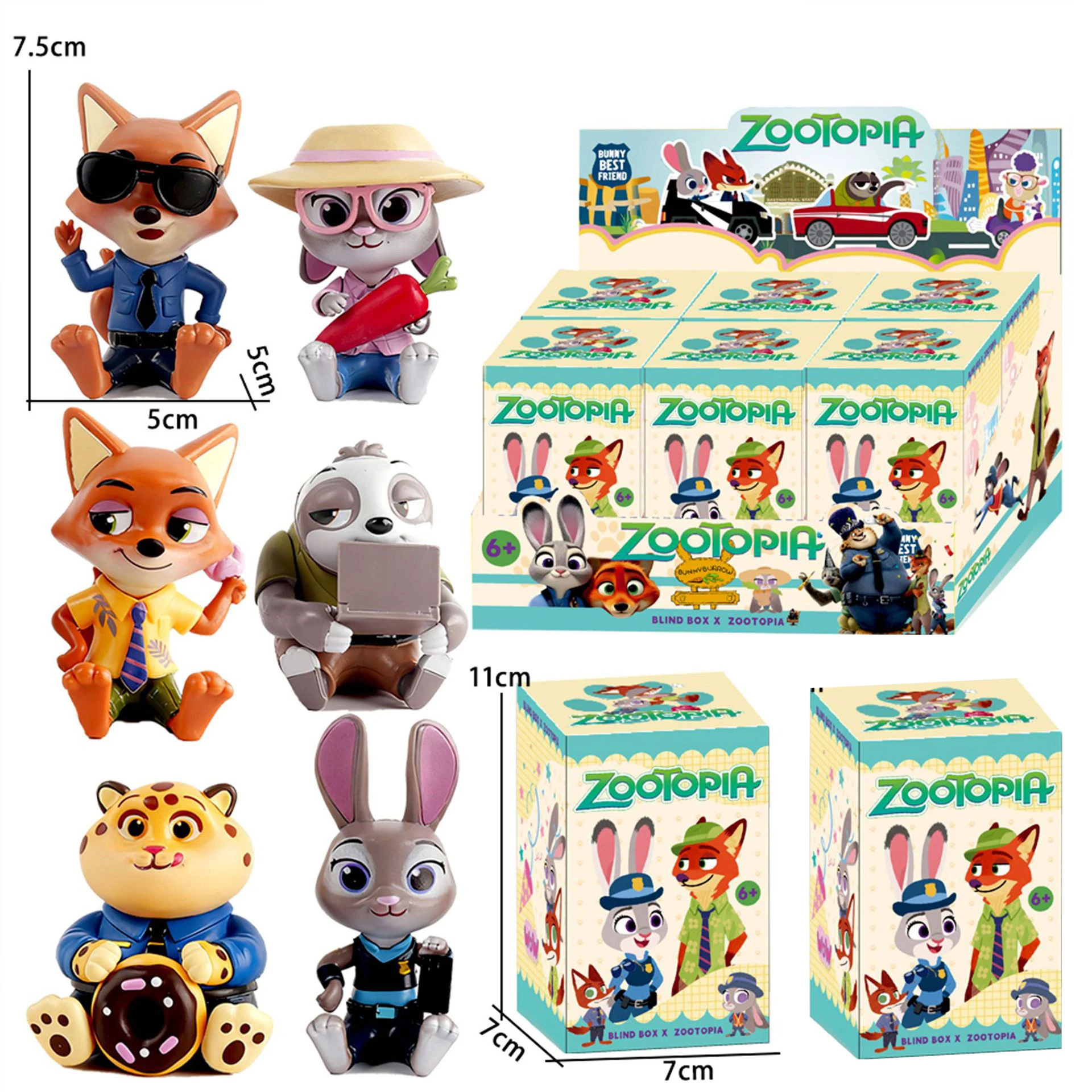 Caja ciega de Zootopia Judith Nick de Disney, figura coleccionable de historia, regalo, decoración de escritorio, adorno, regalos de Navidad para niños