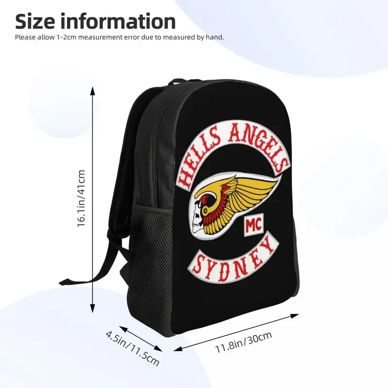 Mochila personalizada do curso do logotipo do mundo do Hells Angel, mochila computador escolar, mochila de estudante universitário, moto clube