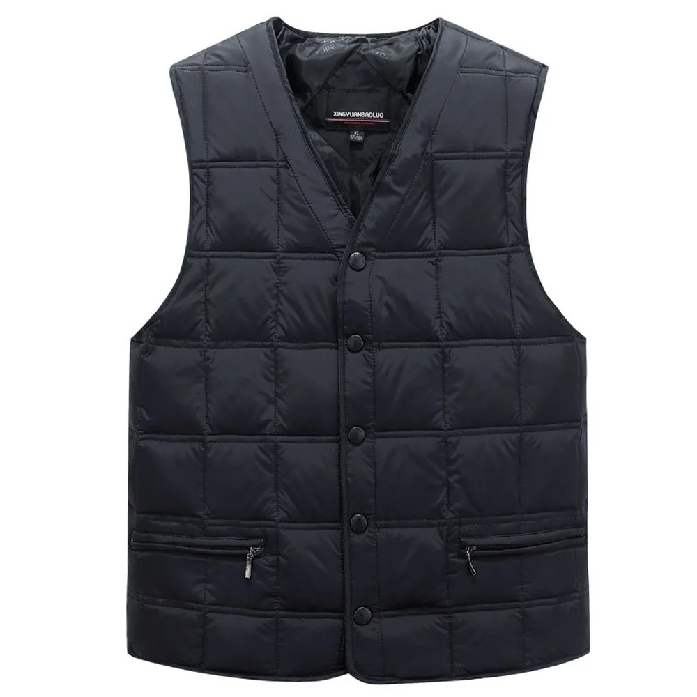 Piumino d'anatra giacca senza maniche per uomo giacca a vento invernale Parka gilet spesso caldo capispalla Casual da uomo gilet da neve con tasche