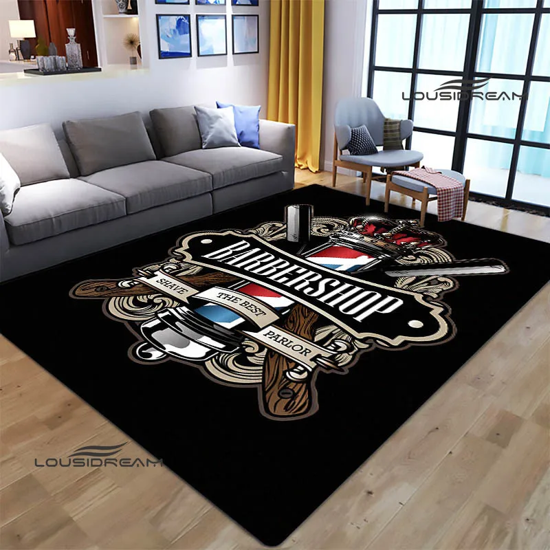 Barbershop logo retro custom carpet non -slip carpet living room bedroom carpet photography props yoga mats birthday gifts