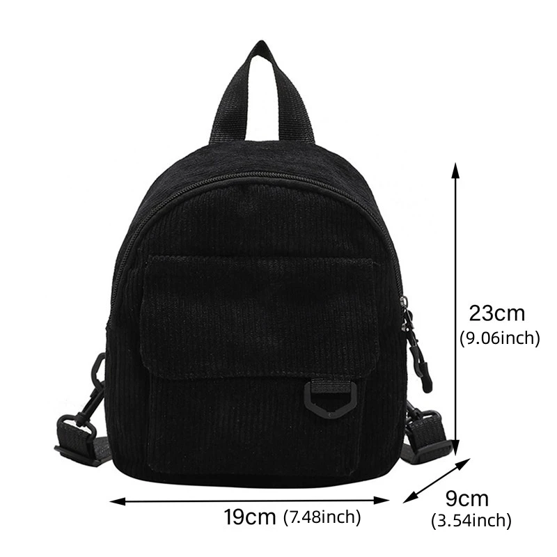 Fashion Mini Backpack Solid Color Corduroy Small Backpacks Simple Casual Student Bookbags Traveling Backpacks 2024 New