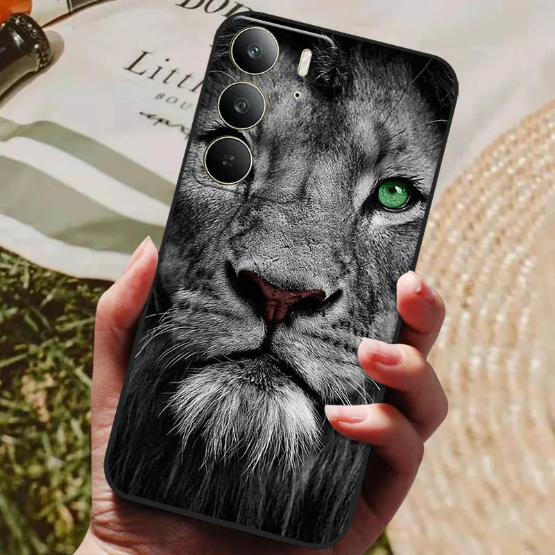 For Realme C75 Case Black Silicon TPU Phone Back Cases for Realme C65 RealmeC65 4G Soft Cover C 65 RMX3910 Animal Painted Coque
