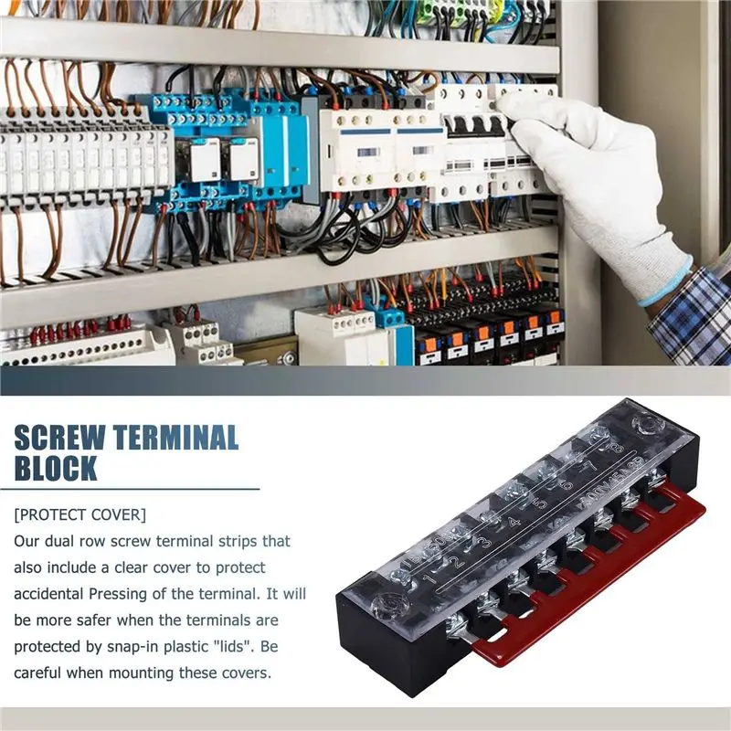 GTBL 4 Pc 8P Terminal Block, 4 Pc 8P Shorting Bar, TB1505 Flame Retardant Copper Terminal Short-Circuit Terminal