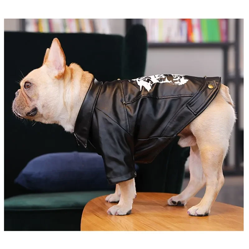 Dog Locomotive Jacket Small Medium Dog Pet Luxury Leather Hip Hop Cool Jacket Coats PU Rivet Chihuahua Puppy Cat Vest Clothes