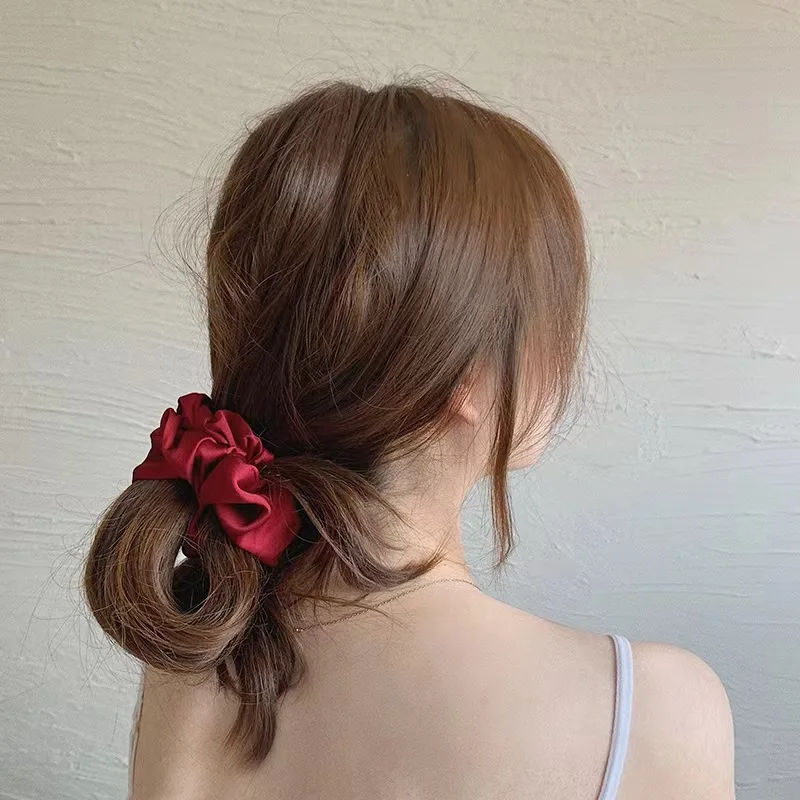 22 Momme 100% Natural Mulberry Silk Scrunchie 3.5cm Elastic Hair Ties For Women Silk Scrunchie