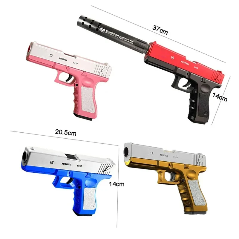 Pistola de juguete de balas blandas para niños y adultos, juguetes de eyección de espuma al aire libre, pistola Manual de lanzamiento de carcasa, pistolas de Airsoft con silenciador, 2 piezas