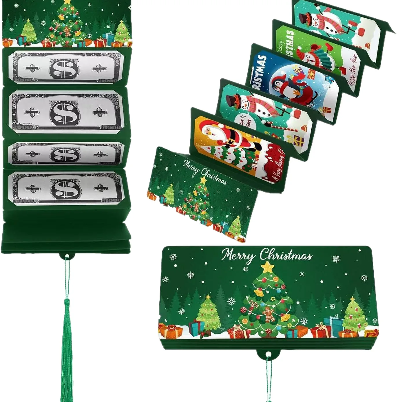 Christmas Gift Bags Red Envelope 10 Card Position Cash Wallet Gift Card Christmas Surprise Xmas Party Greeting Card Money Box view 4