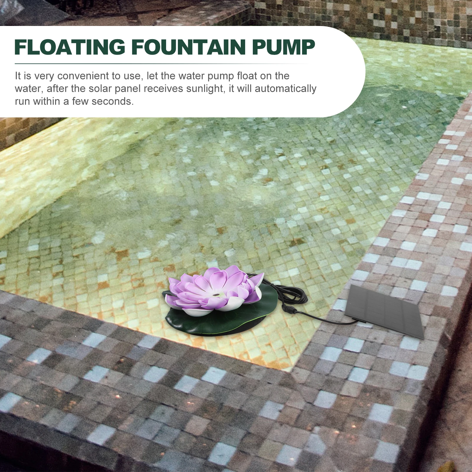 

Solar Fountain Lotus Leaf Flowers Fishpond Floating Water Outdoor Garden Powered Landscape Bowl