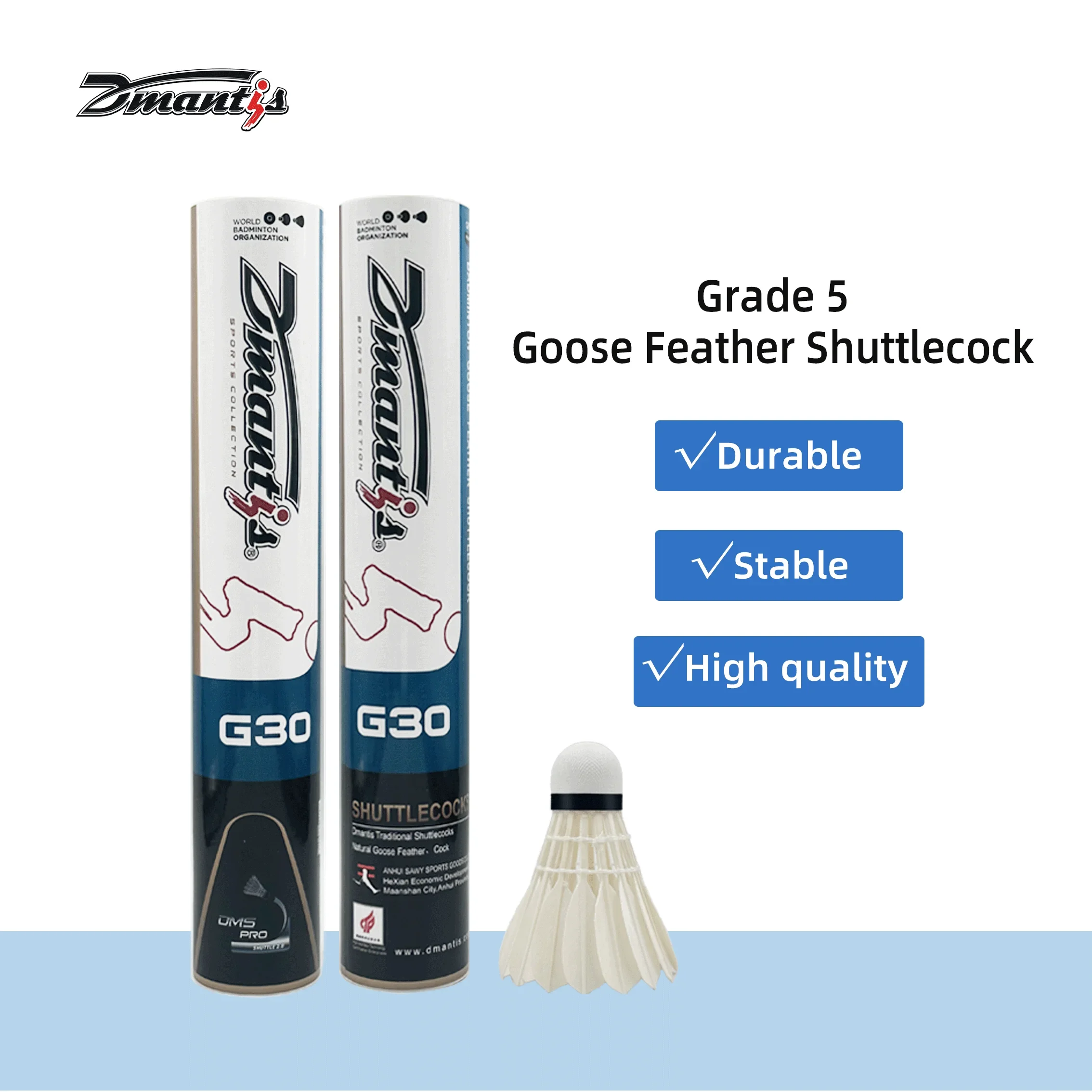 Super Durable 2-Layer PU Fiber Cork Badminton Shuttlecock Goose Feather Ball from China Factory  badminton shuttlecock