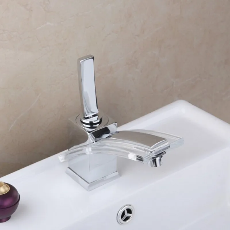 Basin Faucet Hot and Cold Brass Acrylic Material Single Lever Bathroom Transparent Sink Faucet Mixer