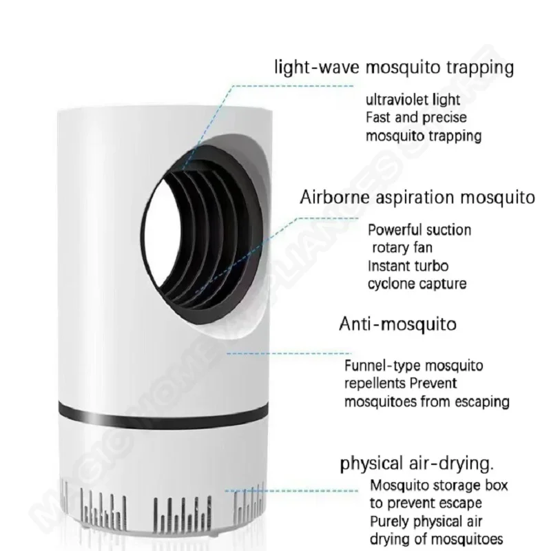 Lámpara eléctrica para matar mosquitos, trampa para moscas atrayentes para interiores, recargable por succión