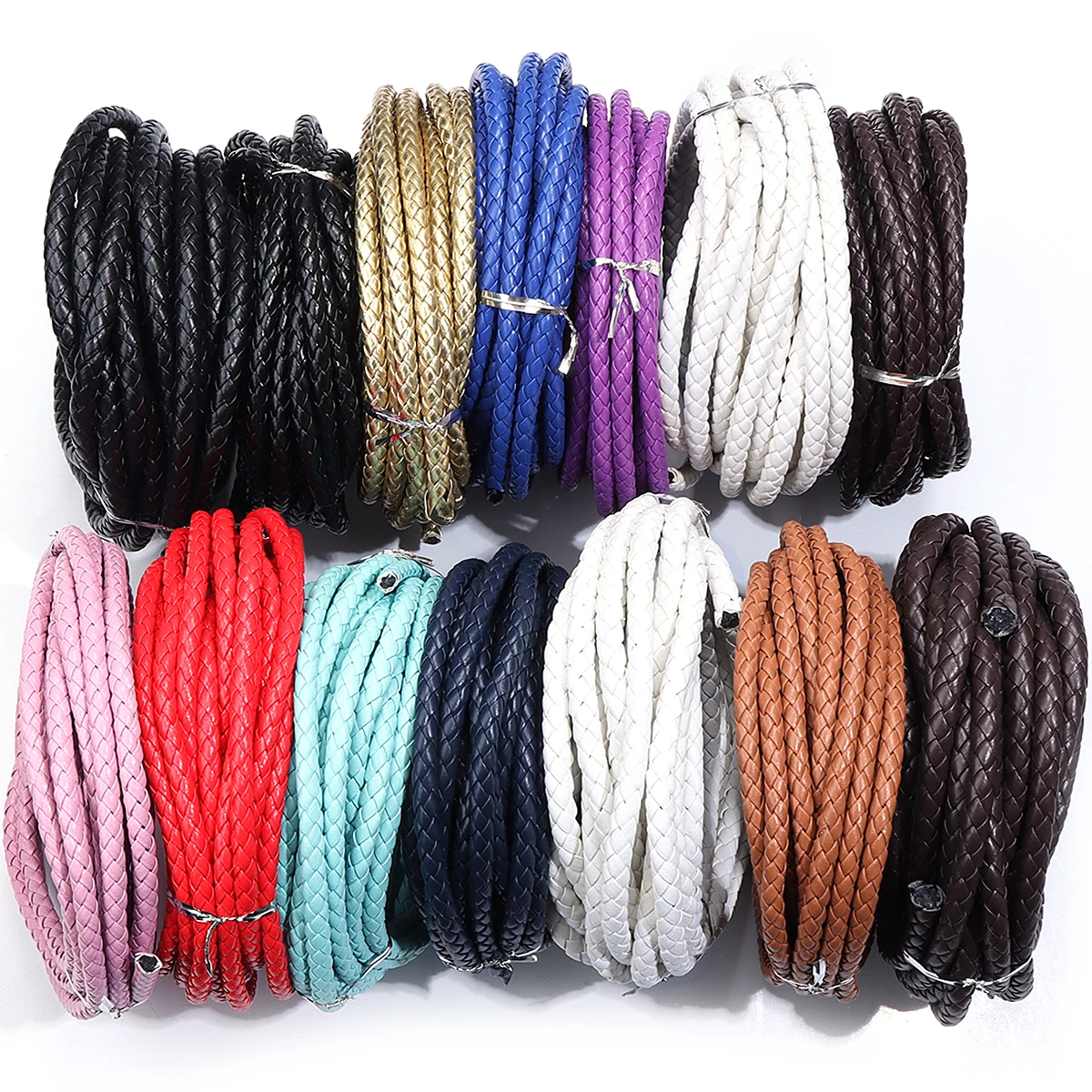 5 Yards/lot 6mm 7mm Round Braided Leather Cords PU Leather Cord Cordon Cuir For Bracelet Necklace DIY Jewelry Making