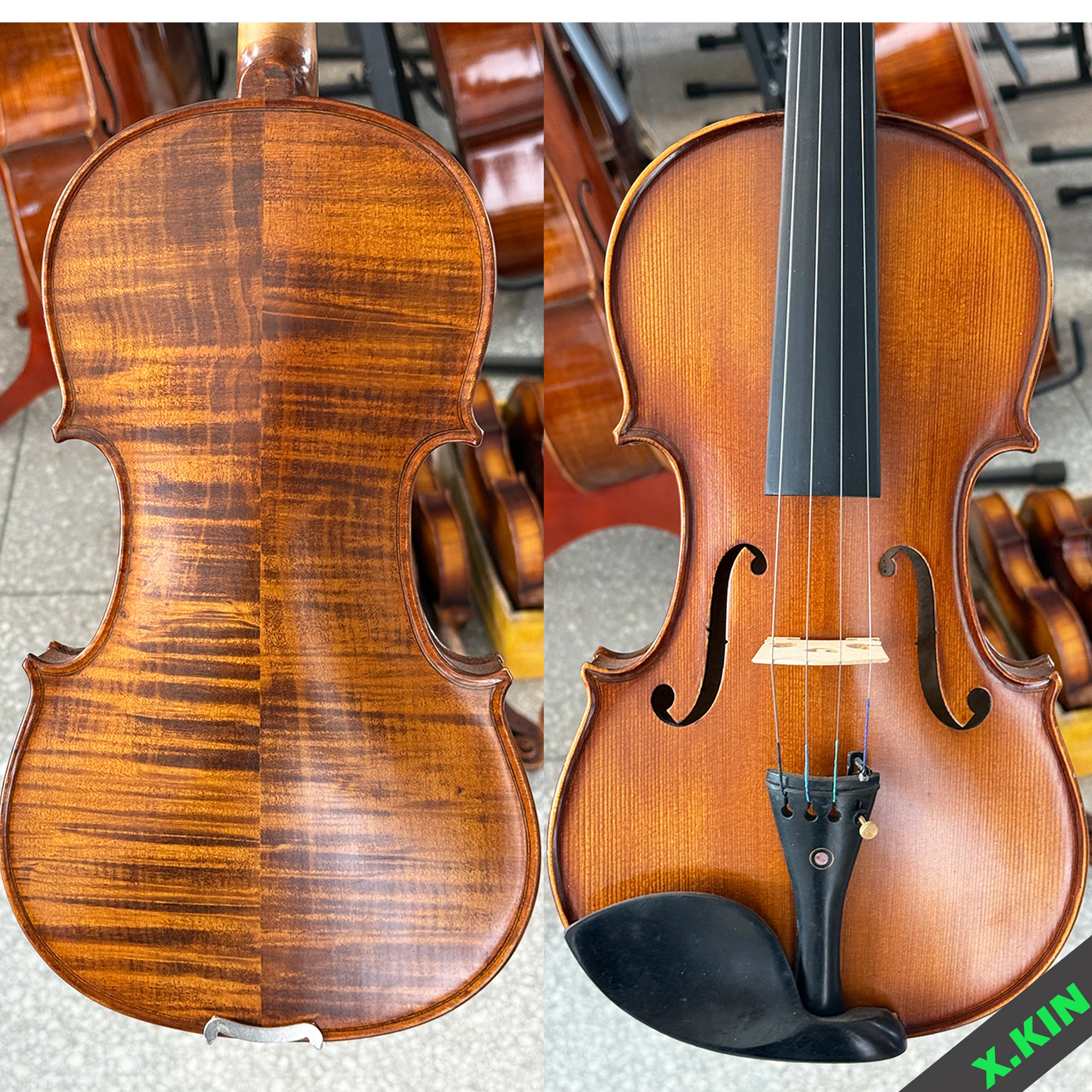 

Скрипка ручной работы 4/4, матовая отделка, полный комплект, из массива дерева, для студентов и профессионалов, с жестким футляром, смычком и наплечником