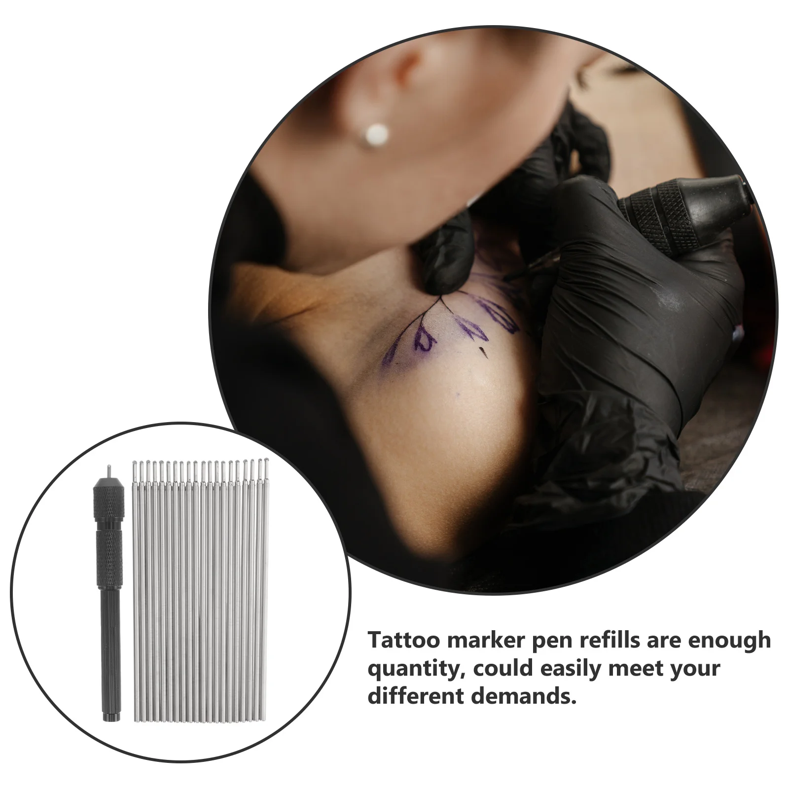 

1Set Tattoo Pen Shell and Refills Set Marker Pen Cores Skin Markers for Tattoos Convenient Replacement Design