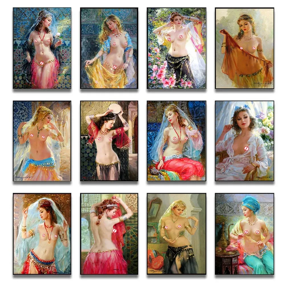 Abstract Vintage Nude Dancing Girl Canvas Painting Wall Art Oil Painting Decoration Poster Print Home Picture living Room Decor