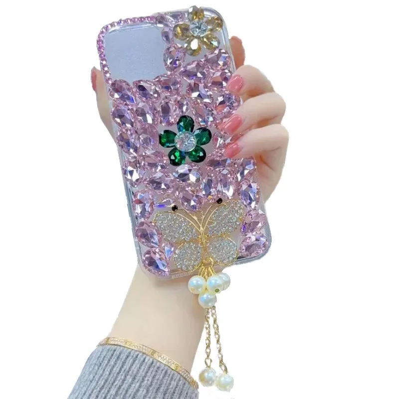 Cristais de luxo Sparkle 3D Diamonds Mobile Phone Case, capa artesanal para Samsung S24 S20 Plus S21 FE S22 23Ultra Note20 10