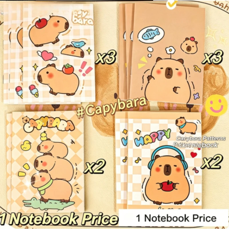 1 Set 10 Stück Niedliche Capybara Mini Loseblatt-Notizbücher, Tragbarer Taschen-Memo-Tagebuch-Planer, Vielseitiges Schreibwaren-Set für die Schule