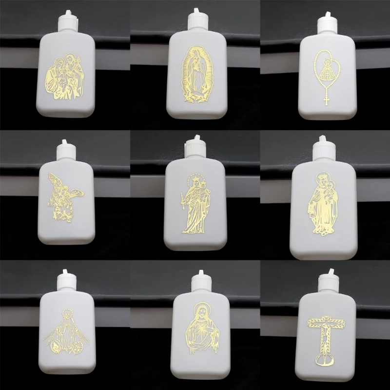 9 Styles 100ml Gold Color Jesus Crucifix Pattern Holy Water Bottle Christian Decoration Church Prayer Gifts Religion Ornaments