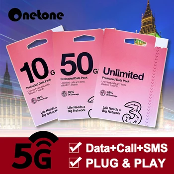Prepaid Europe (UK Three) SIM-Karte 12GB Daten 3000 Minuten 3000 SMS für 30 Tage mit kostenlosem Roaming/Verwendung in 71 Zielen in ganz Europa