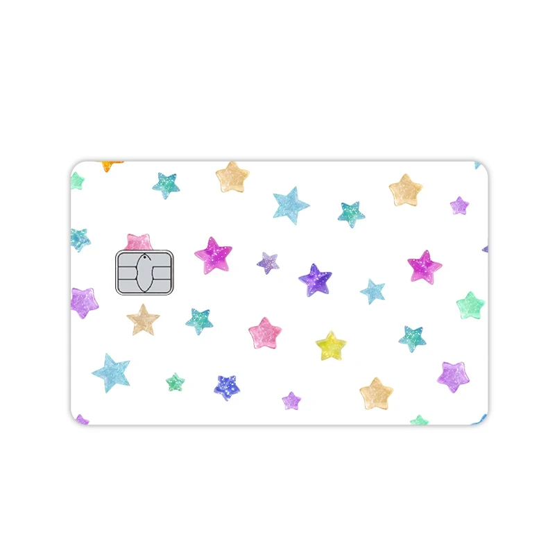 Shiny Butterfly Flower Stars Printed Fashion Women Pvc Stickers Film Skin Cover Kawaii Credit Debt Bank Card Front Side Decor