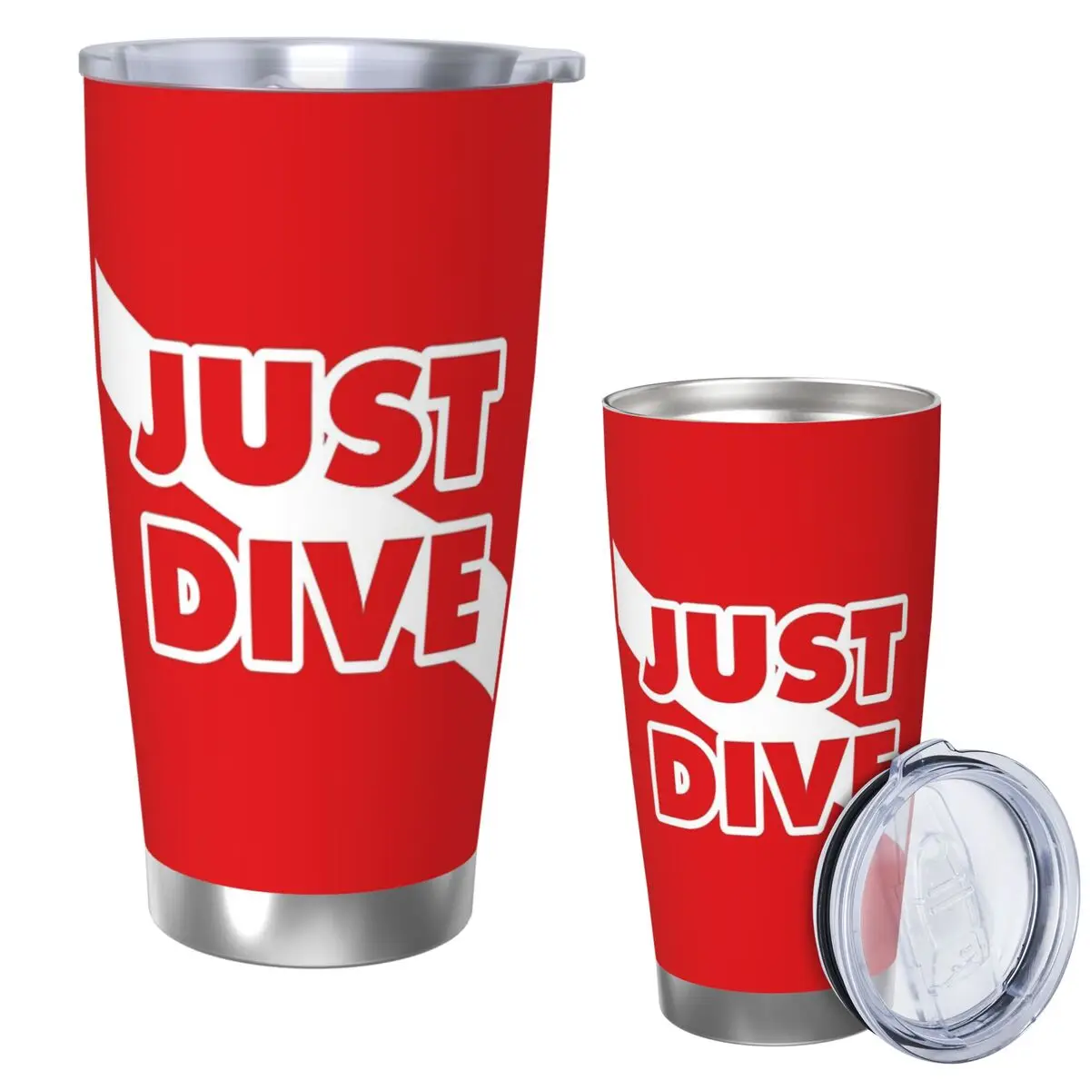 

Just Dive, Scuba Diving Flag Stainless Steel Tumbler Vacuum Insulated Mug Thermal Cold Bottle Straw With Lid 20oz