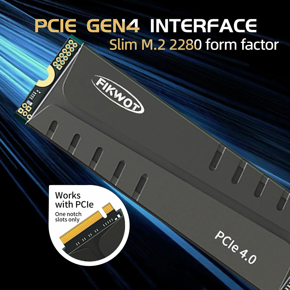 Imagem -06 - Fikwot-unidade Interna de Estado Sólido com Dissipador de Calor para Desktop Ps5 Nvme Fn960 Fn970 Ssd M.2 512gb 1tb 2tb até 7400 Mbps Pcie 4.0x4