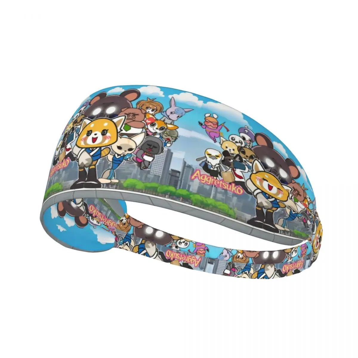 

Custom Japan Anime Aggretsuko Cartoon Sport Headbands for Football Non Slip Stretchy Moisture Wicking Sweatband Women Men