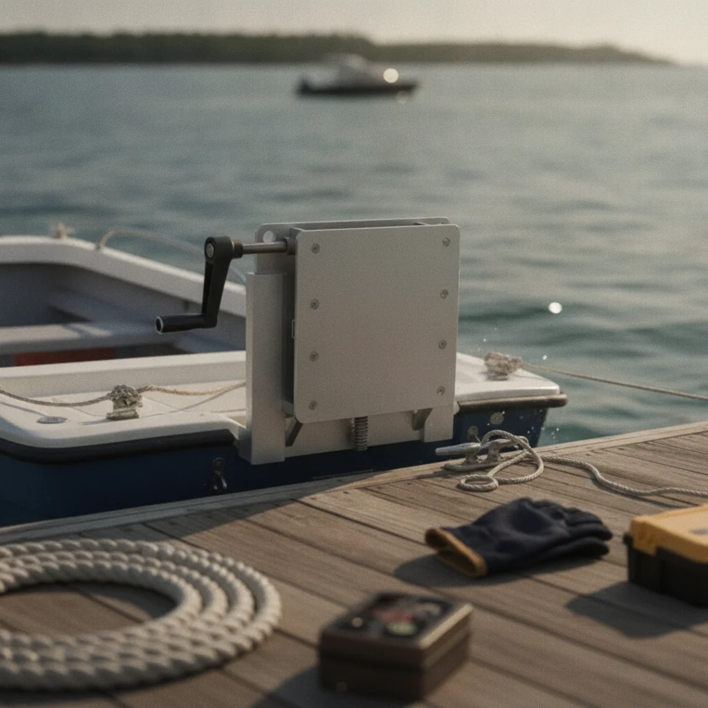 Transom Lift Plate with Hand Crank Aluminum Manual Jack Plate Outboard Motor Mount with Transom Mount Marine Hardware Compact