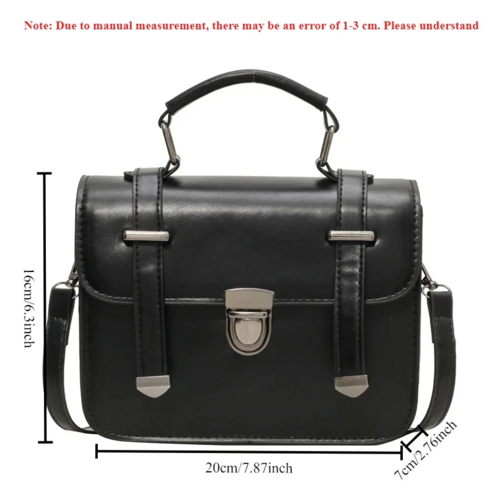 الفتيات مائة الرجعية حقيبة مربعة صغيرة الطالبات بسيطة Crossbody كلية نمط حقيبة يد قفل معدني مشبك الديكور