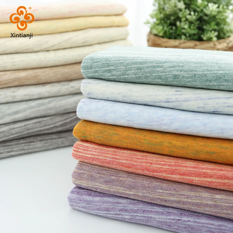 1 Meter Short-sleeved Fabric 100% Cotton Summer Thin Knitted Fabric For DIY Handmade Projects - Colorful Segment Dyeing Pattern