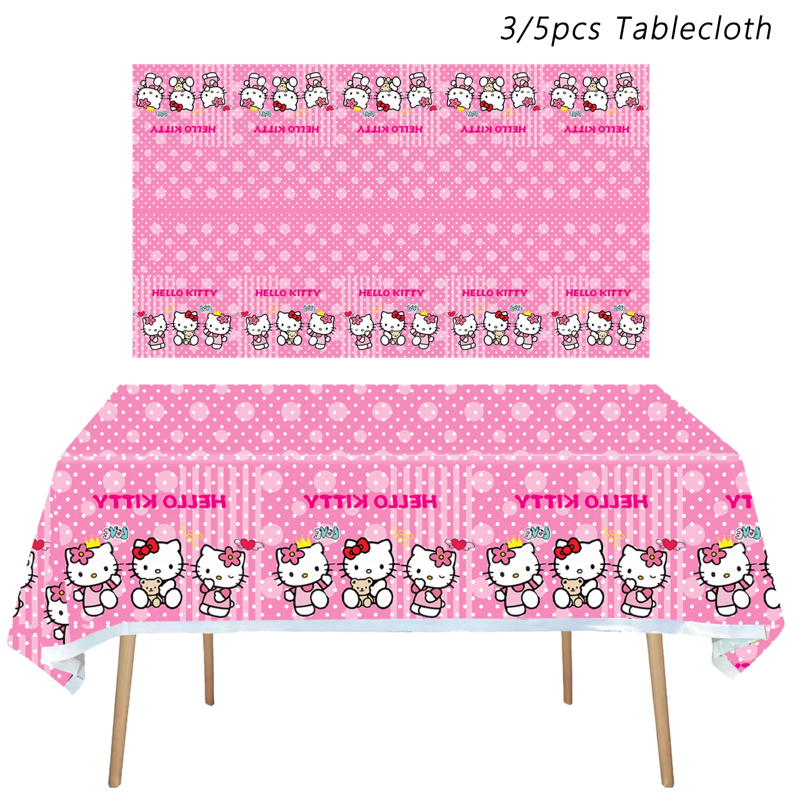 مفرش طاولة لحفلات أعياد الميلاد من سانريو هالو كيتي، مفرش طاولة بلاستيكي للاستعمال مرة واحدة لتزيين حفلات أعياد الميلاد هالو كيتي