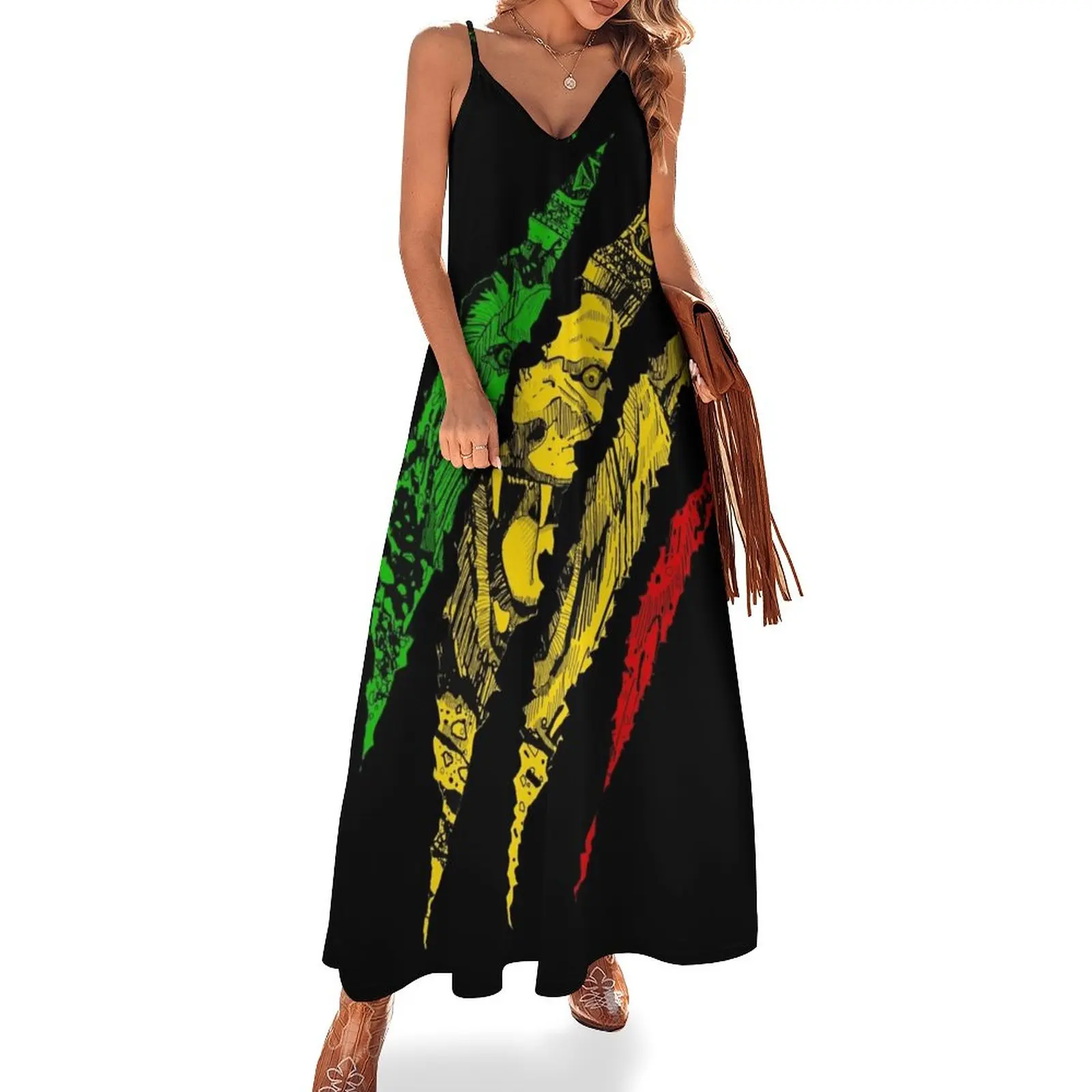 

Warrior Lion of Judah King Rasta Reggae Jamaica Roots Sleeveless Dress Elegant gowns Women's summer dresses Bride dresses