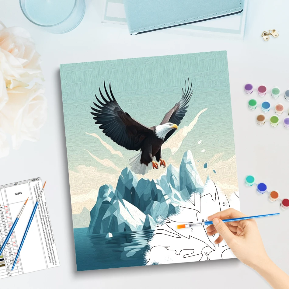 GATYZTORY Canvas Painting By Numbers Watercolors Handwork Canvas Picture Paint Kit Animals eagle Acrylic Paints Decoration Home