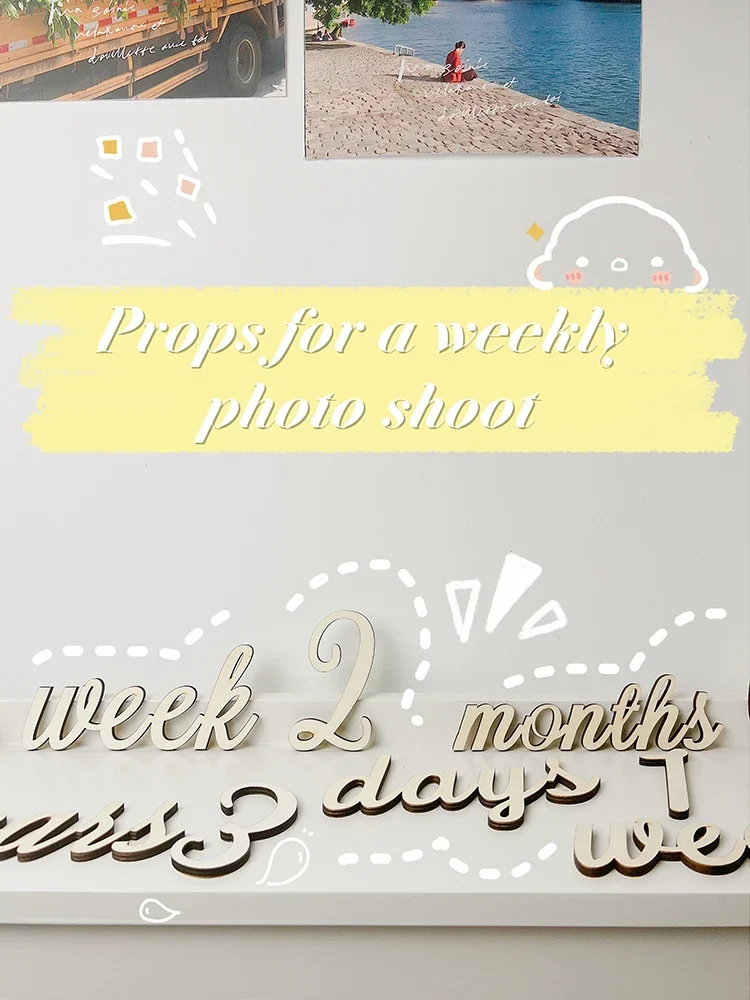 Scandinavian Style Numbers Months Letters Wooden Pieces Baby Weeks 100 Days Shooting Props Simple Decoration