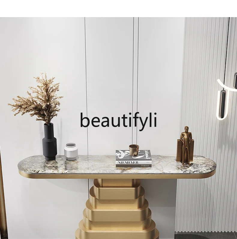 2022 new light luxury entrance natural luxury stone end view modern simple aisle case