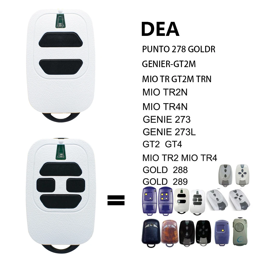 Controles remotos para DEA Rolling Code, código fixo, DEA, GTI 2, GTI 4, GT2, GT4, GT2M, GT4M, MIO, TR2N, 433,92 MHz