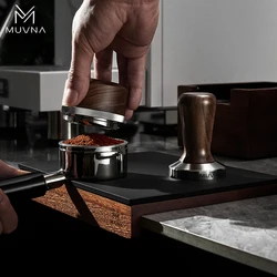 MUVNA Espresso Tamper Mat, Coffee Distributor Tamp Mat, Food Grade Silicone & Wood Portafilter Waterproof  Tamp Mat