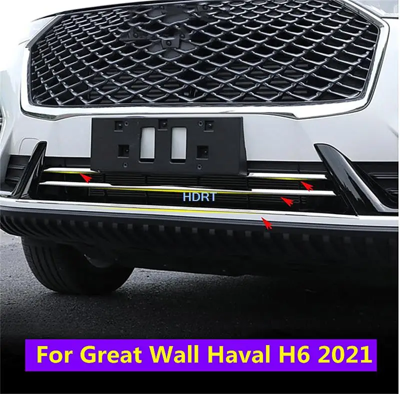 

Stainless Steel moulding Car Styling Accessories 3pcs Front Grill Grille Trim Strips Stickers For Great Wall Haval H6 2021 2022