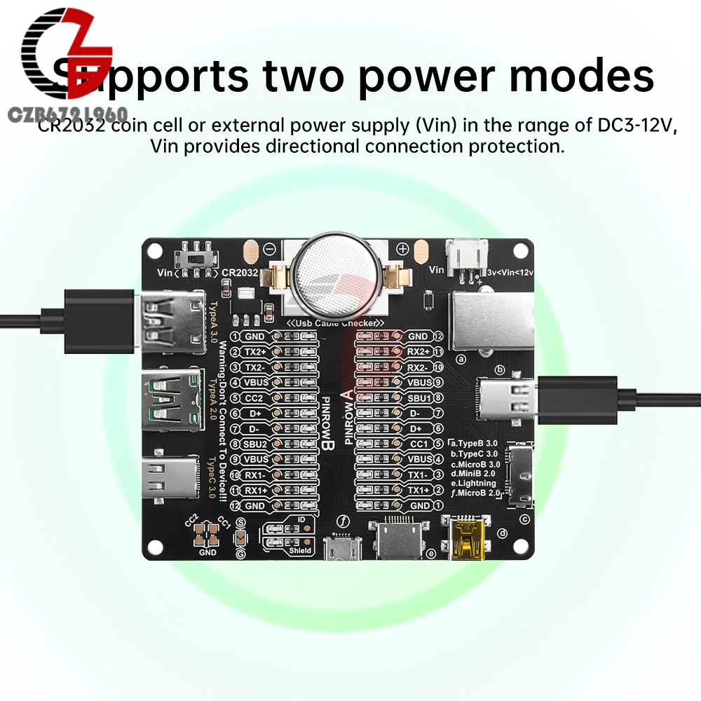 USB Data Cable Detection Board Type-C Micro USB C Cable Tester PCB Board USB Cable Checker for Short Circuit On-Off Switching