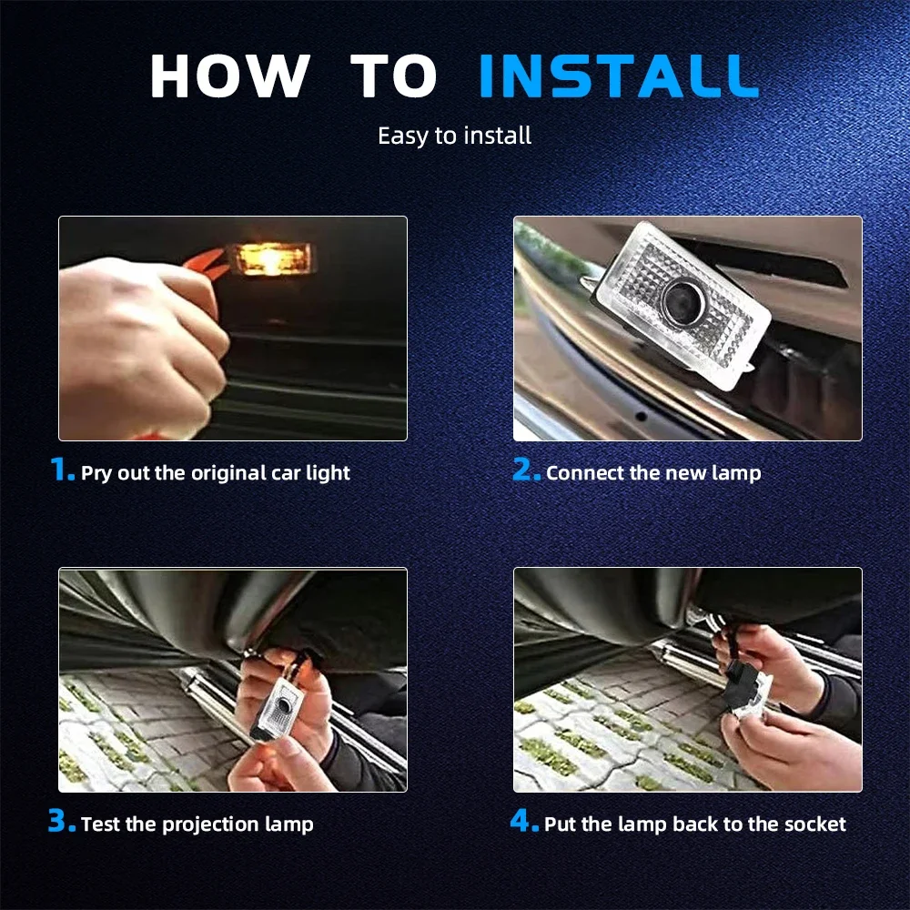 HAOLIDE Car Door LED Logo Projector Welcome Light Projector Auto Accessories for Tesla Model 3 Model S X Model Y view 5