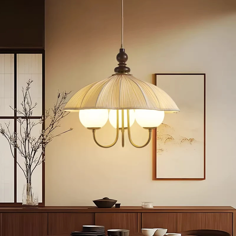 

Japanese Wabi-Sabi Style Fabric E27 Pendant Lights Medieval Retro Magic Beans Dining Room Decor Chandelier Bedroom Lamp Fixtures