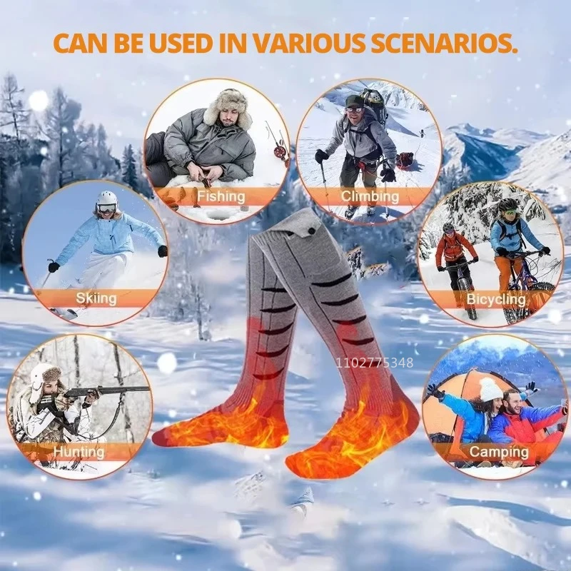 New Heated Socks Rechargeable 5000mah Electric Heated Ski Socks Snowboarding 3 Modes Adjustable Foot Warmer Winter Thermal Socks