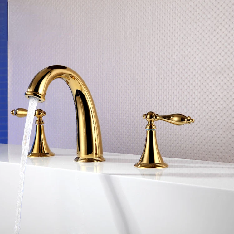 deck mounted gold 5 holes bathroom bathtub faucet