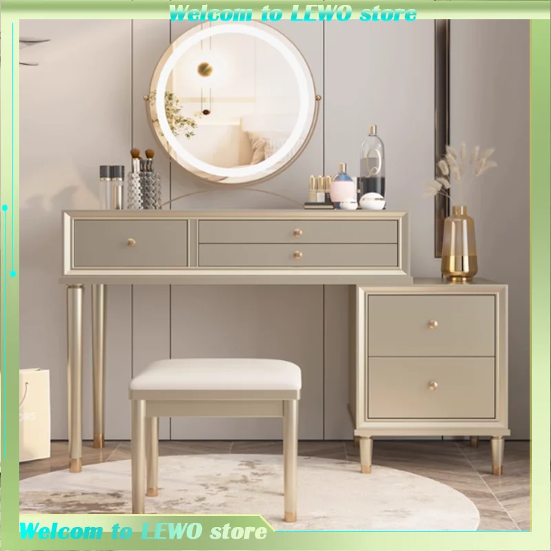

White Glass Dressing Table Hollywood Light Makeup Mirror Dressing Table Bedroom Living Room Coiffeuse Femme Meuble Furniture