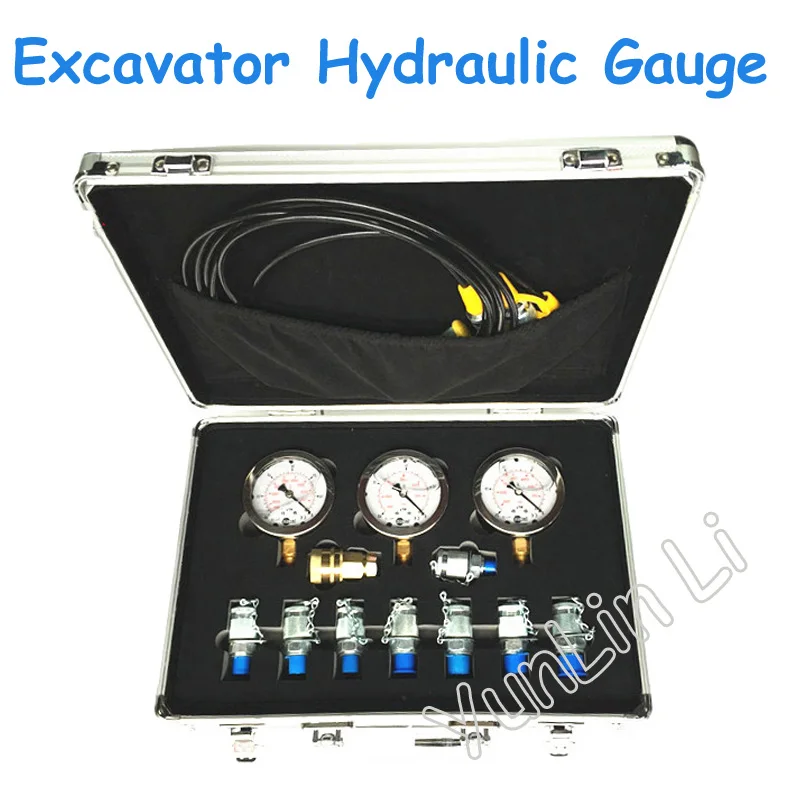 Excavator Hydraulic Gauge with Tool Box Test Table, Combination Meter, Pressure Gauge, Manometer