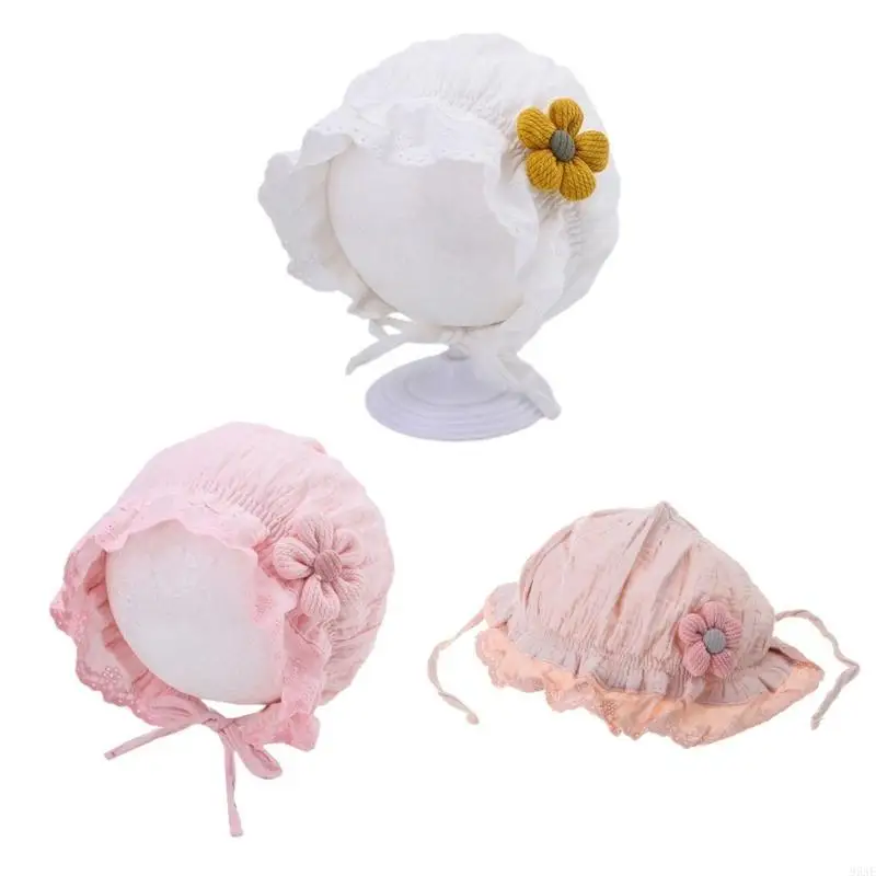 95ae Lace Cap Trendy Toddler Hat Frasnable Sun Bonnet Bonnet Sun Bonnet Cotton Cotton Hat الإضافة الأنيقة إلى أي جماعة
