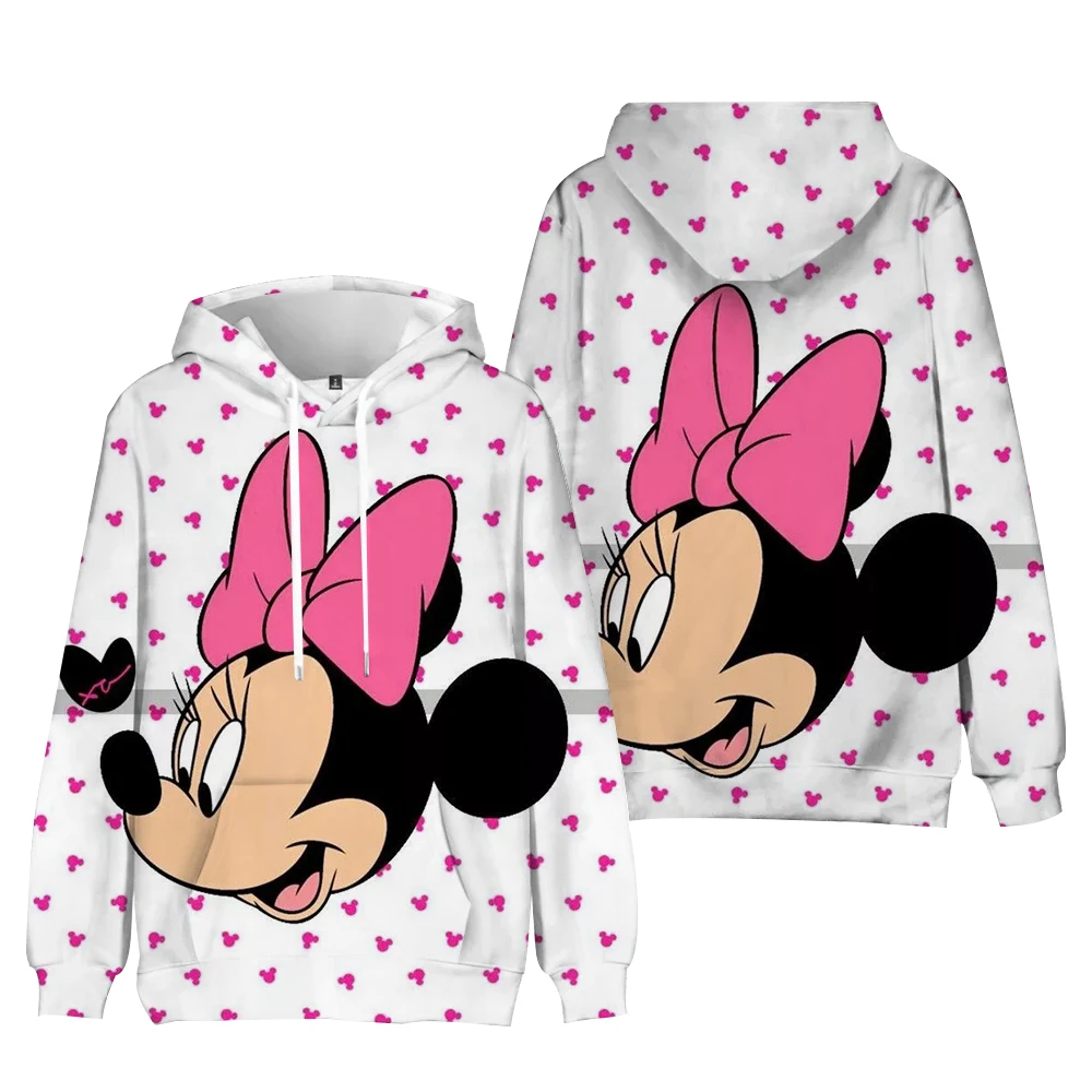 2024 New Street Boys Girls Hoodie Plush Sweatshirt Mickey Minnie Cartoon Disney Brand Fashion Round Neck Ladies Pullover Hoodie