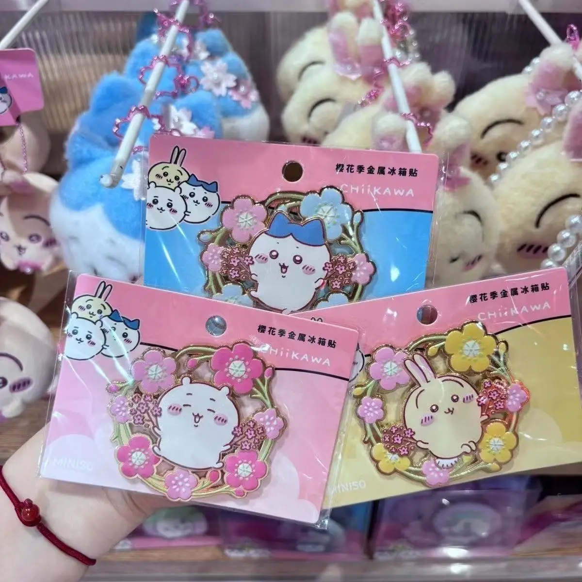 جديد Chiikawa أنيمي الكرتون Usagi المحيطة زهر الكرز الموسم المعادن المغناطيسي الثلاجة ملصق جمال عالية لطيف هدية #3