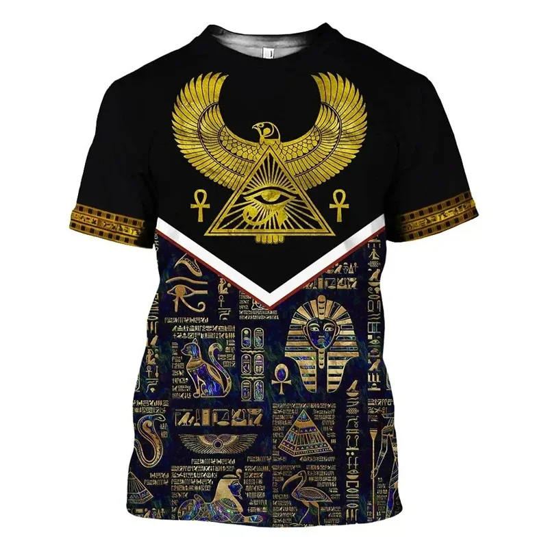 Ancient Egyptian Pattern T Shirt For Men Pharaoh 3D Printed T-Shirts Casual Streetwear Oversized O-Neck Women Loose Tops Tees